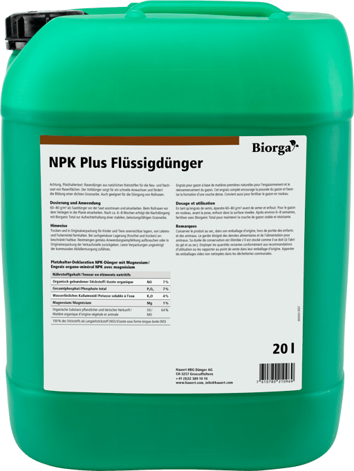 Ein Kanister mit Flüssigdünger zur biologischen Bewässerungs- und Blattdüngung in allen gartenbaulichen Kulturen