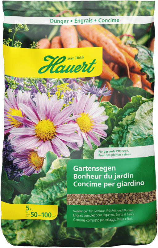 Ein Sack mit Dünger für Dauerwirkung